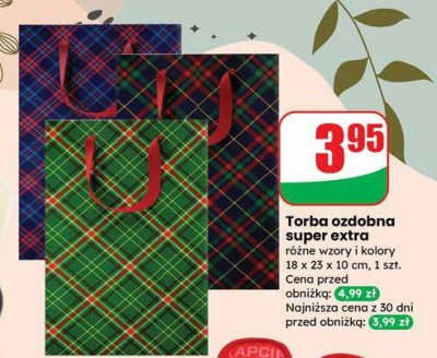 Torba ozdobna super extra różne wzory i kolory 18 x 23 x 10 cm promocja w Dino