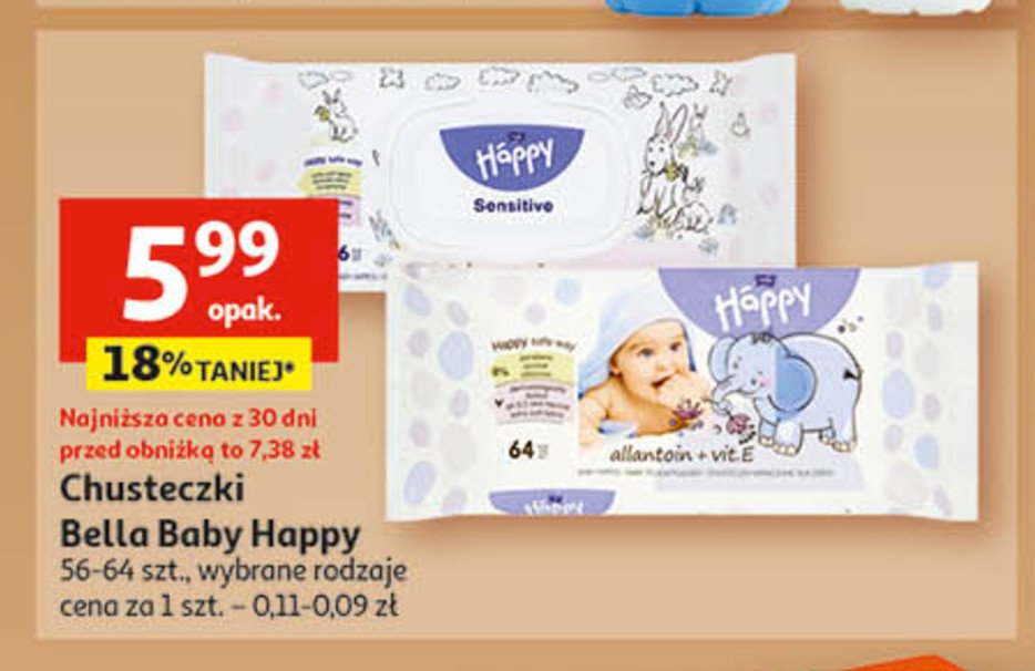 Chusteczki nawilżane sensitive aloe Bella baby happy promocja
