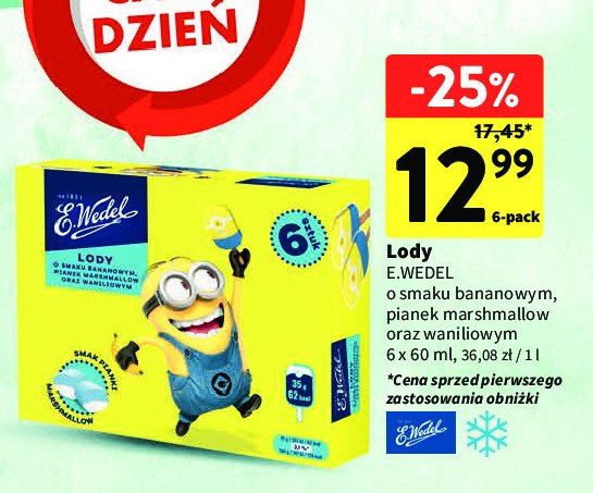 Lody na patyku bananowe E. wedel promocja