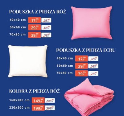 Poduszka z pierza róż 40x40 cm promocja w Arhelan
