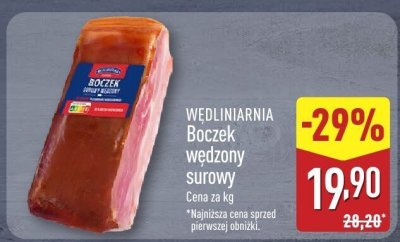 Boczek wędzony surowy promocja w Aldi