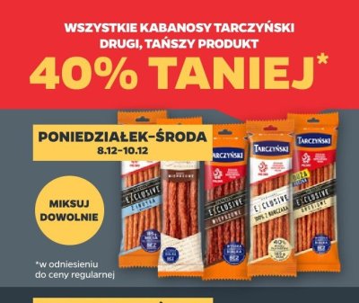 Kabanosy wszystkie rodzaje Tarczyński promocja w Netto