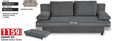 Kanapa IDA wybrane wzory i kolory 191 cm promocja w Merkury Market