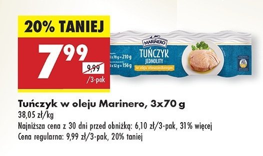 Tuńczyk w oleju słonecznikowym Marinero promocja