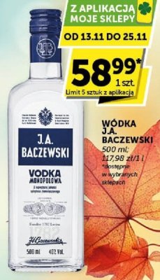 Wódka J.A. Baczewski 500 ml promocja w ABC