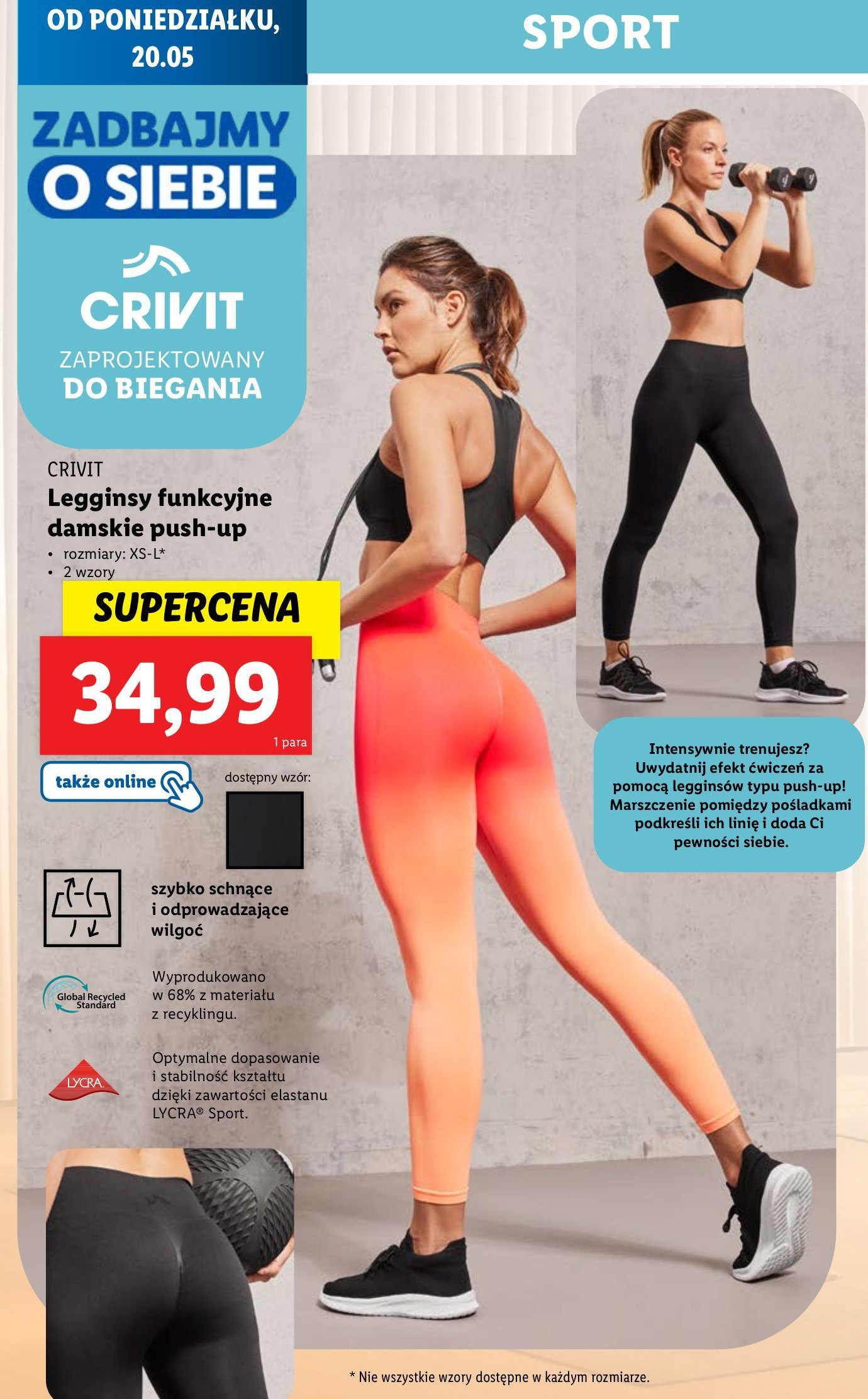 Legginsy damskie xs-l Crivit promocja