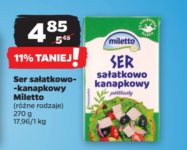 Ser sałatkowo-kanapkowy półtłusty Miletto promocja