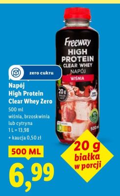 Napój High Protein Clear Whey Zero wiśnia, brzoskwinia lub cytryna promocja w Lidl