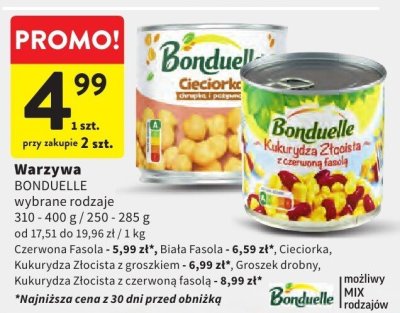 Warzywa BONDUELLE wybrane rodzaje 310-400g promocja w Intermarche