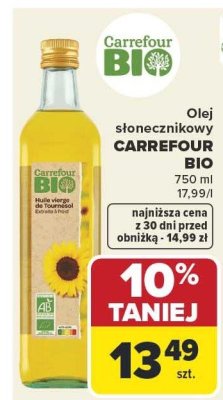 Olej słonecznikowy CARREFOUR BIO promocja w Carrefour Market