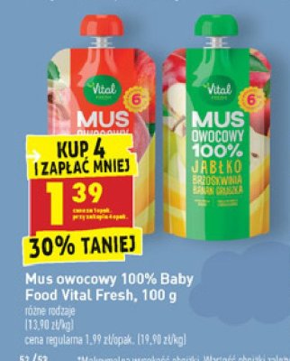 Mus jabłko-brzoskiwnia-banan-gruszka Vital fresh promocja