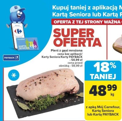 Pierś z gęsi mrożona promocja w Carrefour