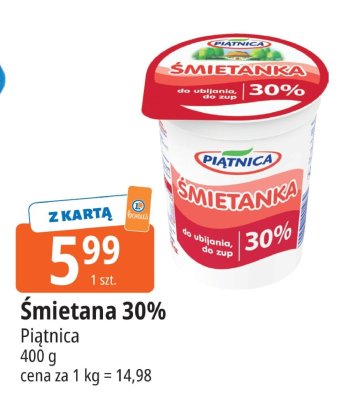 Śmietana 30% Piątnica promocja w Leclerc