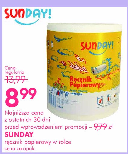 Ręcznik papierowy super chłonny 260 listków Sunday! promocja