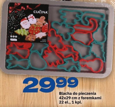 Blacha do pieczenia 42x29 cm z foremkami 22 el., 1 kpl. promocja w Twój Market