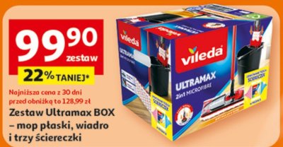Zestaw Ultramax BOX Vileda – mop płaski, wiadro i trzy ściereczki promocja w Auchan