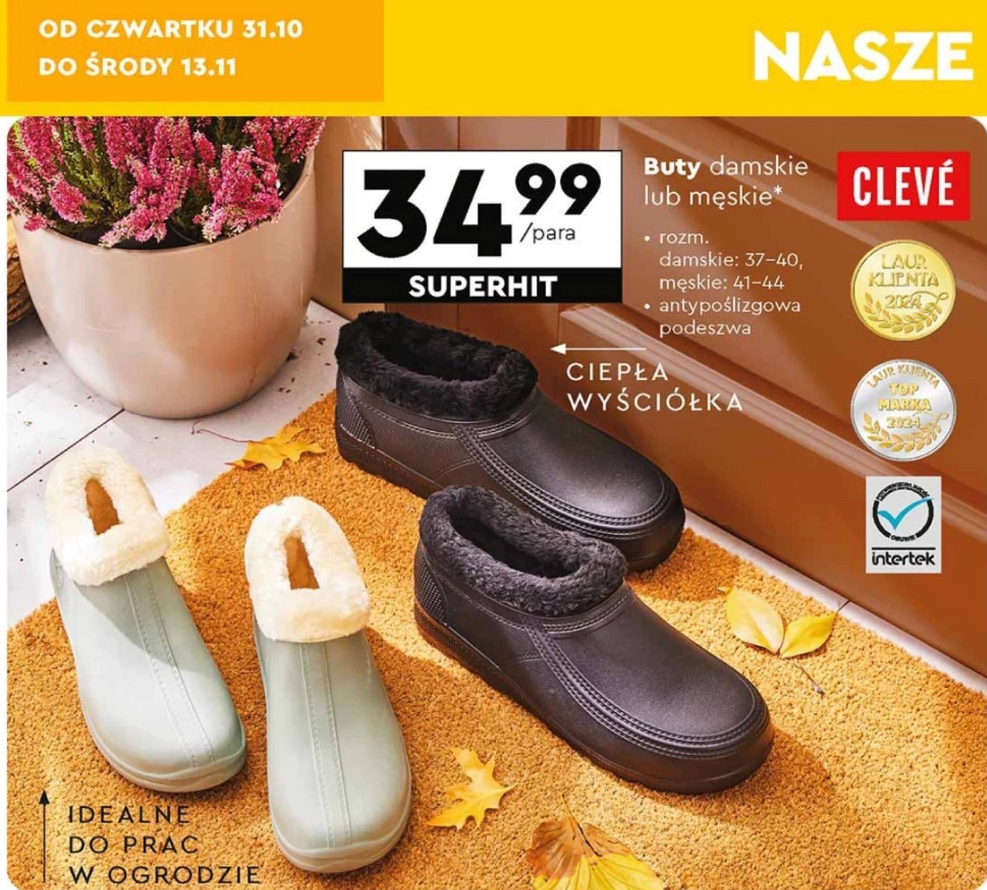 Buty męskie ocieplane 41-44 Cleve promocja w Biedronka