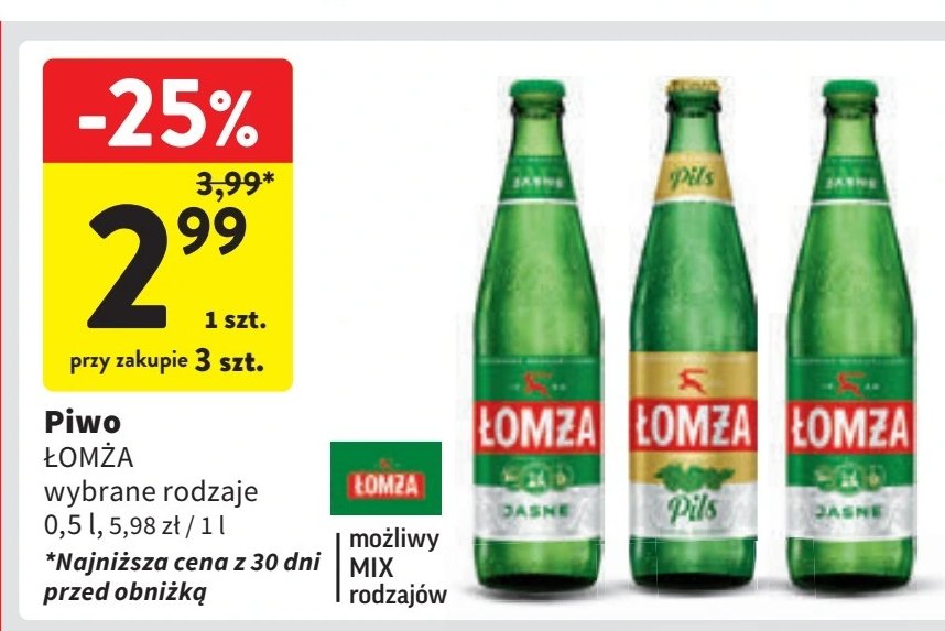 Piwo Łomża pils promocja w Intermarche