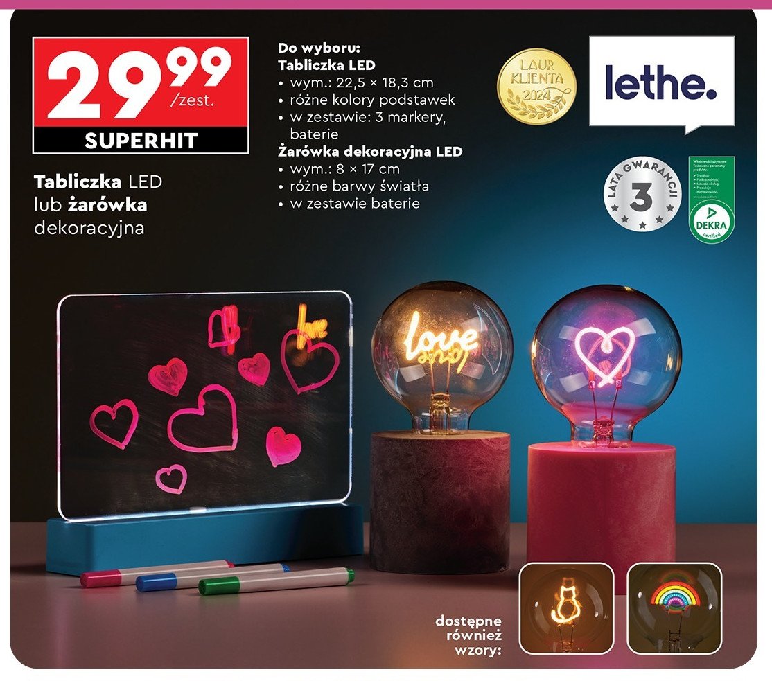 Tabliczka led Lethe promocja w Biedronka