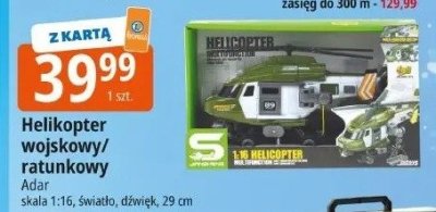 Helikopter wojskowy/ratunkowy Adar skala 1:16, światło, dźwięk, 29 cm promocja w Leclerc