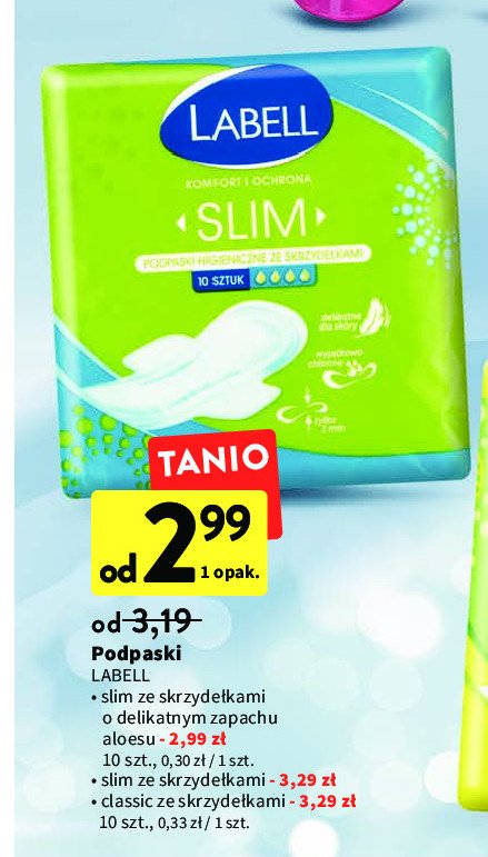 Podpaski higieniczne classic ze skrzydełkami aloes Labell promocje