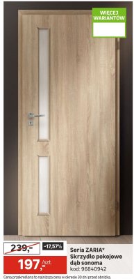 Drzwi skrzydło pokojowe dąb sonoma Seria ZARIA promocja w Leroy Merlin