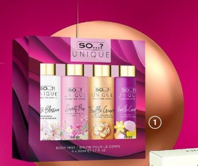 Zestaw perfum SO...? Unique mgiełka zapachowa do ciała różne rodzaje 4 x 50 ml promocja w Hebe