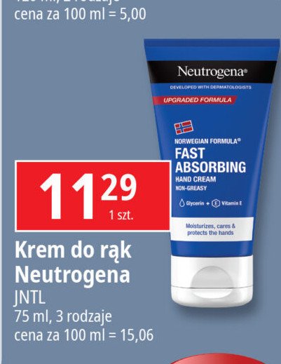 Krem do rąk szybko wchłaniający się Neutrogena formuła norweska promocja