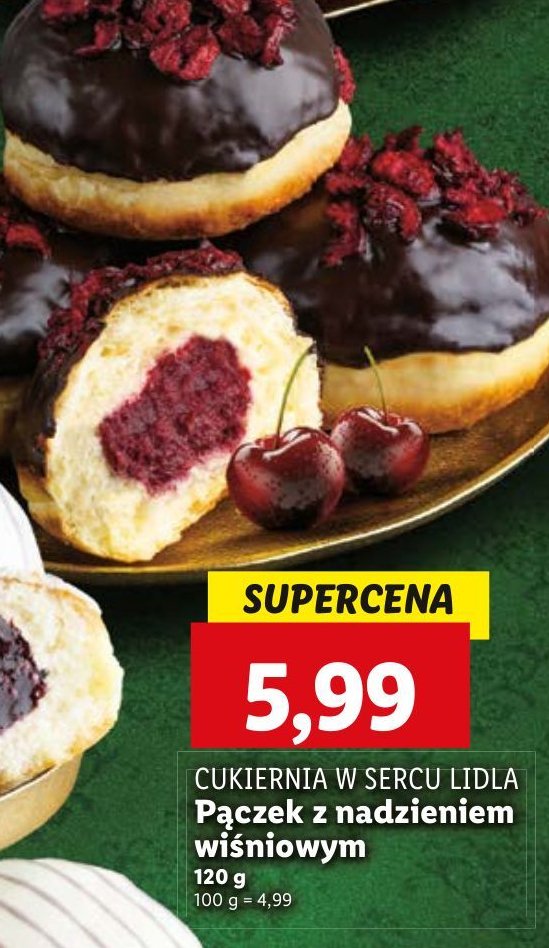 Pączek premium z nadzieniem wiśniowym Cukiernia lidla promocja w Lidl