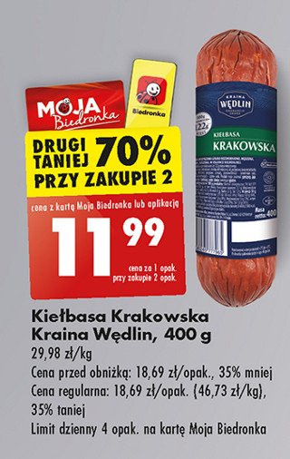 Kiełbasa krakowska Kraina wędlin promocja w Biedronka