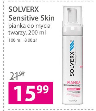 Pianka do mycia i demakijażu twarzy sensitive skin Solverx promocja