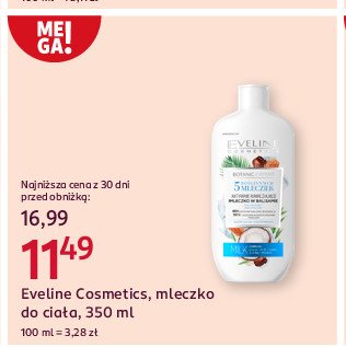 Mleczko w balsamie 5 roślinnych mleczek Eveline botanic expert promocja w Rossmann