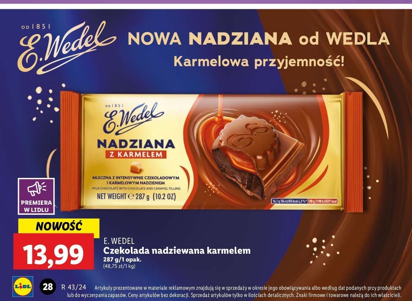 Czekolada nadziana z karmelem E. wedel promocja