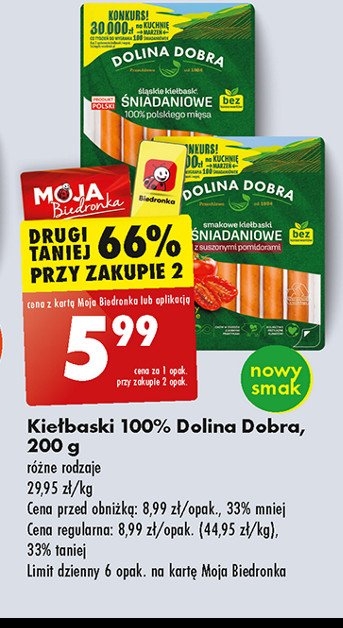 Kiełbaski z suszonymi pomidorami Dolina dobra promocja