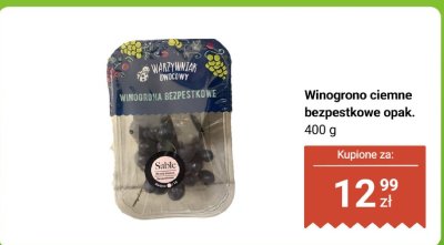 Winogrono ciemne bezpestkowe opak. 400 g promocja w Biedronka