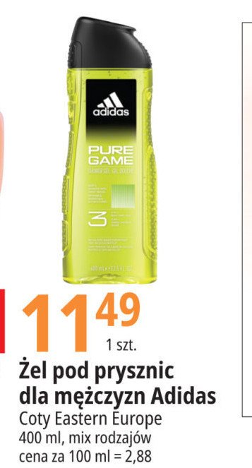 Żel pod prysznic 3w1 Adidas men pure game Adidas cosmetics promocja
