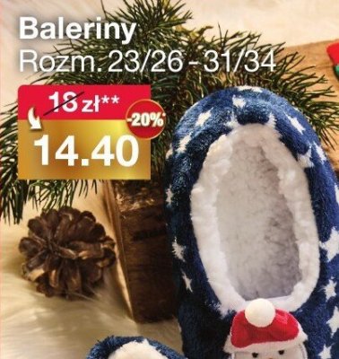 Balerinki świąteczne Rozm. 23/26 - 31/34 promocja w Woolworth