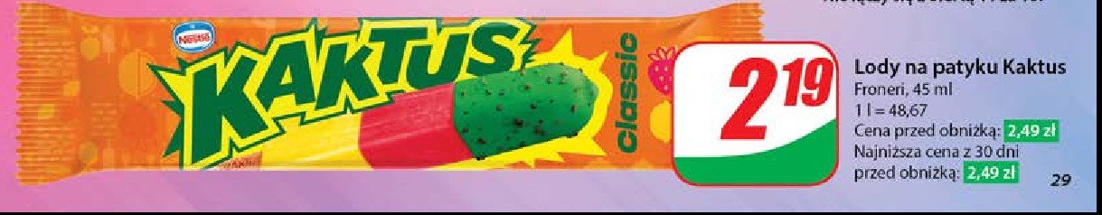 Lód cytrynowo-truskawkowy Nestle kaktus promocja