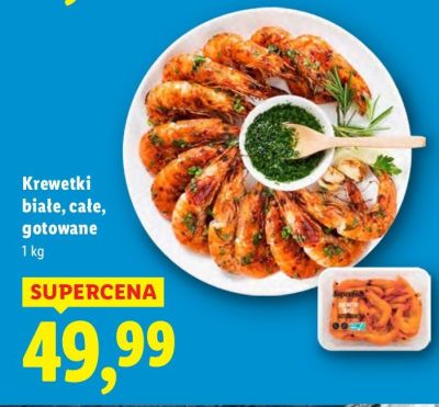 Krewetki białe, całe, gotowane promocja w Lidl