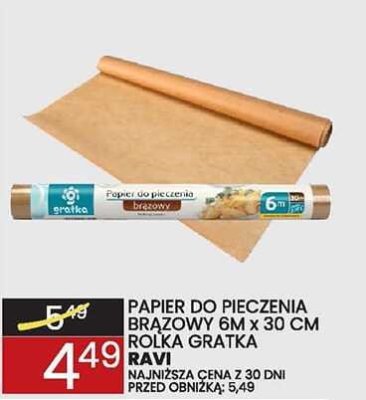 Papier do pieczenia brązowy Amica 6m x 30 cm rolka GRATIS promocja w Wafelek