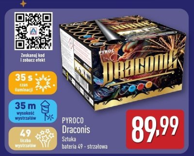 Fajerwerki PYROCO Draconis Sztuka bateria 49-strzałowa promocja w Aldi