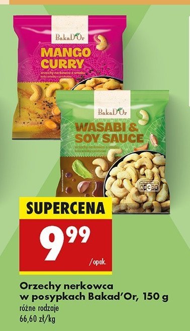 Orzechy nerkowca w posypce wasabi & soy sauce Bakad'or promocja w Biedronka