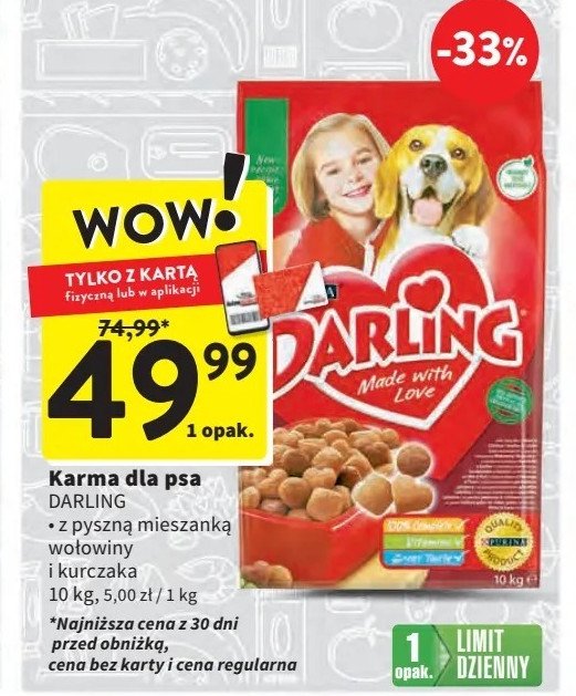 Karma dla psa wołowina-warzywa Purina darling promocja