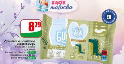 Chusteczki nawilżane Classic Gugu promocja w Dino