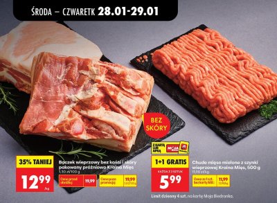 Chude mięso mielone z szynki wieprzowej Kraina Mięs, 500 g promocja w Biedronka