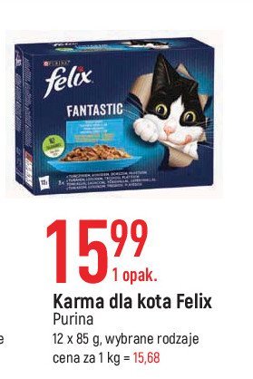 Karma dla kota 3 x tuńczyk 3 x łosoś 3 x dorsz 3 x płastuga Purina felix fantastic promocja