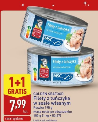 Filety z tuńczyka w sosie własnym 1+1 GRATIS promocja w Aldi