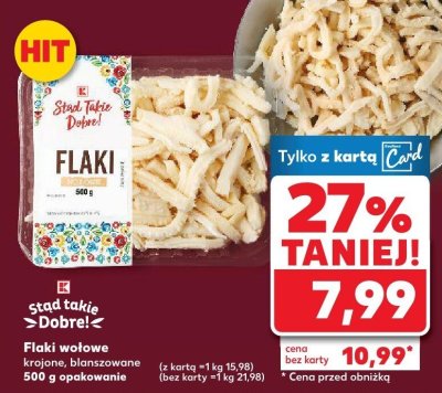 Flaki wołowe krojone, blanszowane 500g promocja w Kaufland