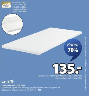 Topmaterac WELLPUR FRYA promocja w Jysk