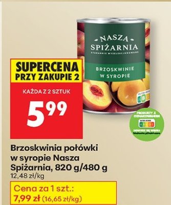 Brzoskwinia połówki w syropie  promocja w Biedronka